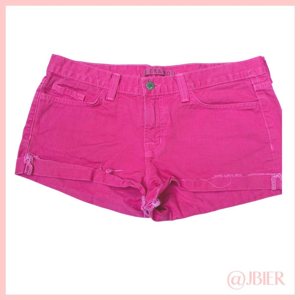 J Brand Hot Pink Cuffed Denim Shorts